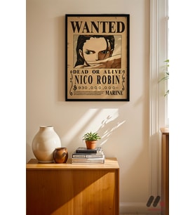 One Piece Nico Robin Wanted Poster, Siyah Çerçeveli Duvar Tablosu - Anime Severlere