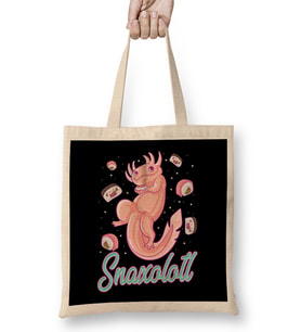Snaxolotl Funny Axolotl Sushi Snacks Kawaii Food Bez Çanta Uzun Saplı