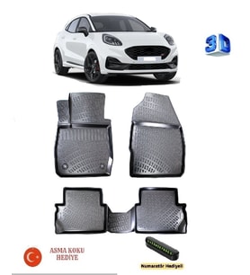 Rizline Ford Puma 2019 Sonrası Uyumlu 3D Havuzlu Paspas ASMA KOKU VE NUMARATÖR HEDİYELİ