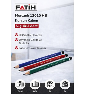 Fatih Mercanlı 12010 Hb Kurşun Kalem 3 Adet Çok Renkli
