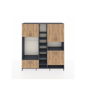 Hyperion Dolap 18 Raflı 8 Kapaklı Tek Askılı 220x44x243 Antrasit-Çam/Antrasit