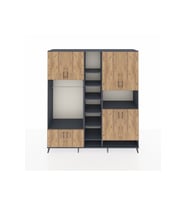 Hyperion Dolap 18 Raflı 8 Kapaklı Tek Askılı 220x44x243 Antrasit-Çam/Antrasit