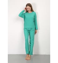 Akbeniz Kadın Bürümcük Kumaş Pijama Takım Yeşil 4233