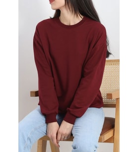 Bisiklet Yaka Sweat Bordo - 3042.275.