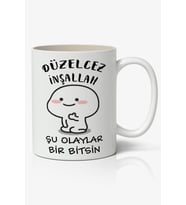 Düzelcez İnşallah Yazılı Baskılı Kupa Bardak Baskılı Kahve Kupa Bardak