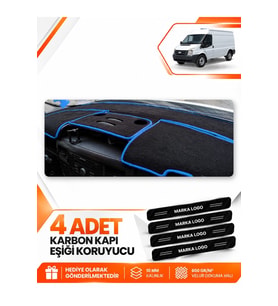 FORD TRANSİT (2007-2012) Uyumlu Ön Torpido Koruma Kılıfı Halısı - Siyah Mavi
