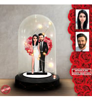 Kişiye özel Sevgili Hediye,sevgililer günü Karikatür Hediyesi, Karikatür hediye, Dekoratif Karikatür ışıklı Fanus , Sevgililer günü Hediyesi FN284