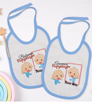 BK Kids Kişiye Özel Anne ve Baba Tasarımlı 2’li Mavi Mama Önlüğü-2