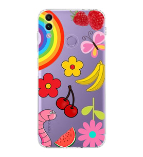 PrintiFy Honor 8C ile Uyumlu Water Color 5  Kamera Korumalı Şeffaf  Kılıf
