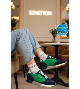United Colors Of Benetton Lacivert Yeşil Hafızalı Taban Unisex Spor Ayakkabı BNI-10048 G