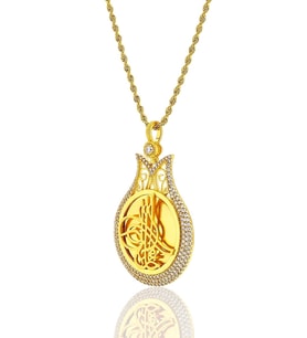 Altın Lale Model Tuğralı Kolye Uçlu Halat Zincir – 18 Gram