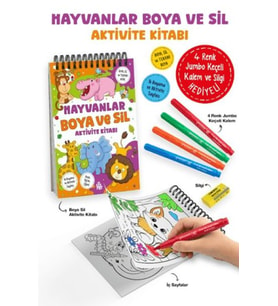 Hayvanlar - Boya ve Sil Aktivite Kitabı / 3 Yaş +
