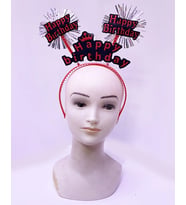 Mey İthalat® Happy Birthday Yazılı Püsküllü Neon Kırmızı Renk Doğum Günü Tacı 22x19 cm