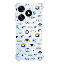 PrintiFy Tecno Spark 10C Uyumlu Nazar Boncuğu 2 Baskılı Şeffaf Köşe Korumalı Antişok Kılıf