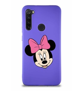 Xiaomi Redmi Note 8 Soft Premier Kapak Minnie Mouse-C Tasarımlı Silikon Kılıf - Mor (Şeffaf)