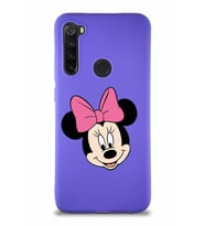Xiaomi Redmi Note 8 Soft Premier Kapak Minnie Mouse-C Tasarımlı Silikon Kılıf - Mor (Şeffaf)