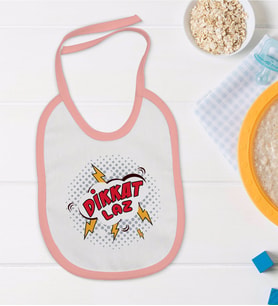 BK Kids Dikkat Laz Tasarımlı Pembe Bebek Mama Önlüğü-1