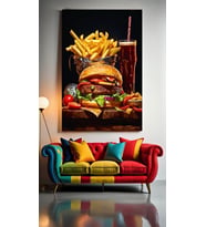 FAST FOOD MENÜ Ev Duvar Salon Güzellik Salonu Ofis Dükkan Dekarasyon Kanvas Tablo (Çok Renkli)