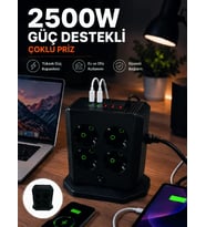 Çoklu Priz 8 Çıkışlı 4 USB 2 Type-C Anahtarlı Dikey Priz Kulesi