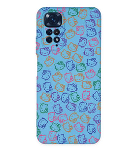 Xiaomi Redmi Note 11 Pro Uyumlu Lansman Kılıf Hello Kitty Tasarımlı İçi Kadife Kapak-Mavi (Şeffaf)