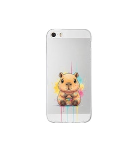 iPhone 5 SE ile Uyumlu Splash Kapibara Tasarımlı Şeffaf Silikon Kılıf