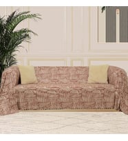 SoftMicro Gökkuşağı Desenli Boho 180x220 cm Koltuk Örtüsü Şalı, Kanepe Örtüsü, Tv Battaniyesi Kiremit Rengi