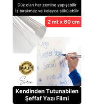 Kendinden Yapışkanlı Şeffaf Tahta Filmi 200x60 cm Okul Kreş Ofis Not Alma Yazı Çalışma Panosu Folyo