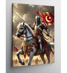 Kanvas Tablo Türk Bayrağı Ve Şövalye