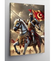Kanvas Tablo Türk Bayrağı Ve Şövalye