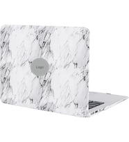 MacBook Air 13 inç Kılıf A1369 A1466 Uyumlu Sert Kapak Deri Kaplama Mermer Desenli Hard Case 360° Koruma Beyaz