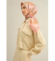 Armine Sura İpek Eşarp 9333-06 Pembe Karışık Desen
