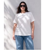 LCW Curve Ekru Büyük Beden %100 Pamuklu Kadın Tişört