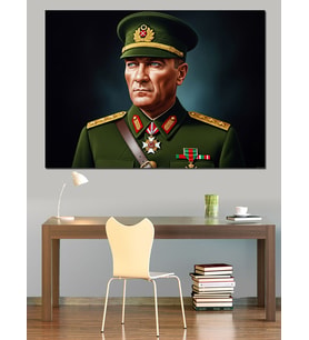 Mustafa Kemal Atatürk Üniformalı Dekoratif Kanvas - Mdf Ahşap Tablo