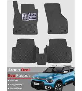 CİTROEN C3 (2017-2025) Uyumlu EVA Paspas Tam Set–Araca Özel,Su Geçirmez,Hızlı ve Kolay Montaj