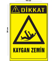 Metal Dikkat Kaygan Zemin 15 Cm x 20 Cm Uyarı Levhası Yönlendirme Tabelası