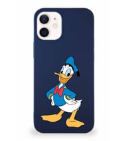 Apple iPhone 12 Soft Premier Kapak Donald Duck-C Tasarımlı Silikon Kılıf - Lacivert (Şeffaf)