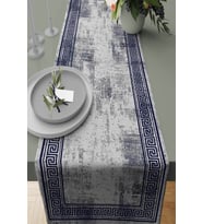 Lacivert Çerçeveli Desen Premium Masa Örtüsü Runner RNR326