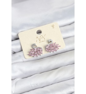 Pembe Zirkon Taşlı Gümüş Swan Kuğu Model Kadın Küpe