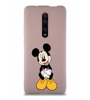 Xiaomi Redmi K20 Soft Premier Kapak Mickey Mouse-A Tasarımlı Silikon Kılıf - Pudra (Şeffaf)