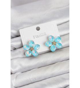 Buz Misi Renk Kristal Taşlı Çiçek Model Kadın Küpe TJ-BKP11930