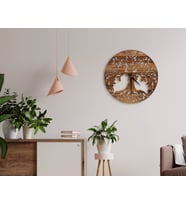 BK Home Dekoratif 45cm Ahşap Duvar Saati-52 (Beyaz)