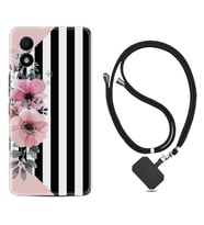 TCL 303 Kılıf Resimli Boyun Askılı İpli Desenli Silikon Flowers 4 1390