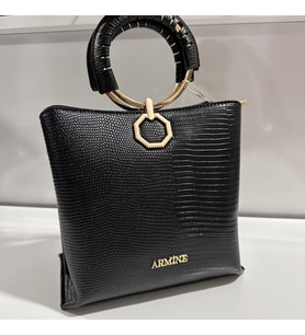 Armine Bayan Çanta Croco Timsah Siyah AR26001