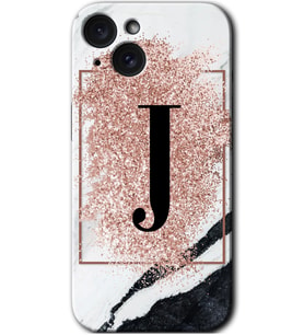 İphone 15 Kılıf HD Desen Baskılı Kılıf - Pembe Mermer Desenli J Harfi