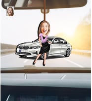 Kişiye Özel Karikatürlü Bmw Araba Temalı Ahşap Dikiz Ayna Süsü