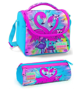 Coral High Pembe Mavi Flamingo Kız Çocuk Beslenme Çantası Seti