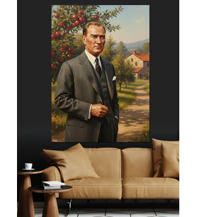 Mustafa Kemal Atatürk Ve Meyve Bahçesi Dekoratif Kanvas - Mdf Ahşap Tablo