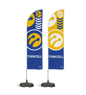 Turkcell Temalı Yelken Bayrak Takımı Mavi Beyaz 2 adet