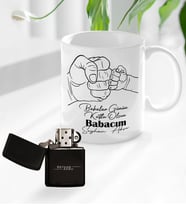 Bk Gift Kişiye Özel Babalar Günü Tasarımlı Kupa Bardak ve Benzinli Çakmak Seti-8, Babaya Hediye , Babalar Günü Hediyesi