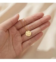 Kişiye Özel 925 Ayar Gümüş Minimal Köpek Figürlü Disk İsim Kolye (Gold)